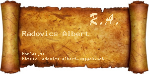 Radovics Albert névjegykártya