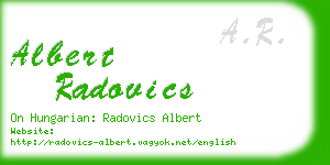 albert radovics business card